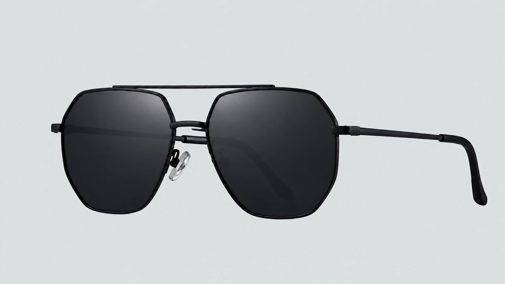 Unglare black-frame geometric sunglasses