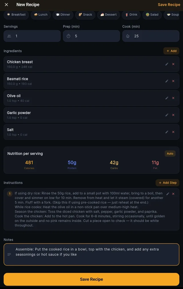 YallaFit — Recipes